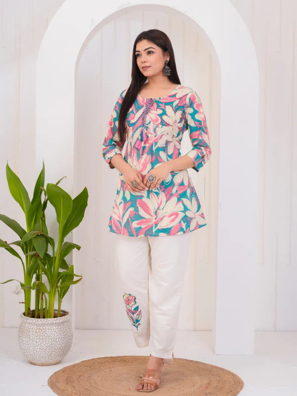BLUE PATCHWORK CO-ORD SET – PURE COTTON, STYLISH & COMFORTABLE