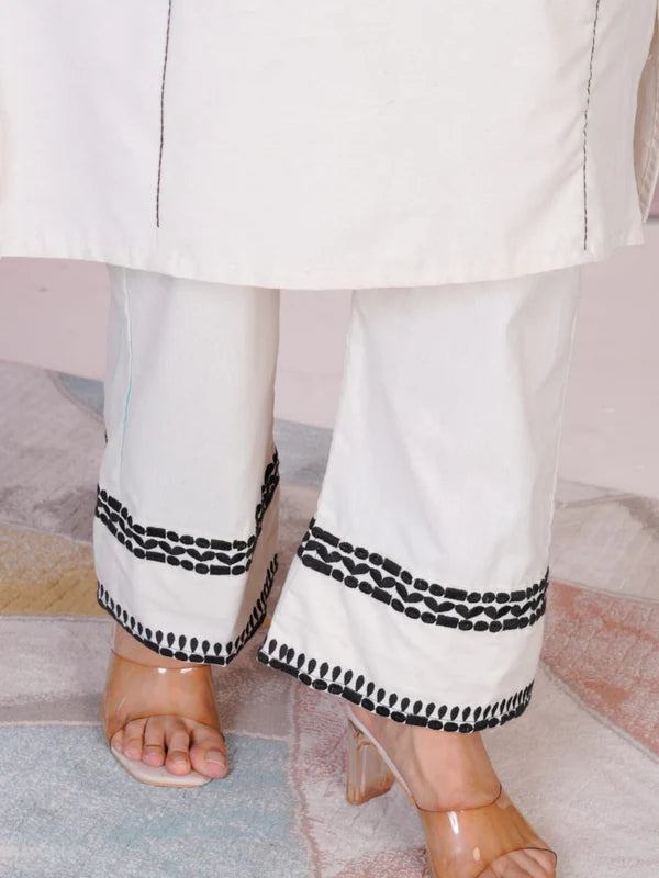 NOOR-E-NAZAAKAT WHITE & BLACK EMBROIDERED CO-ORD SET