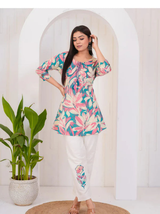 BLUE PATCHWORK CO-ORD SET – PURE COTTON, STYLISH & COMFORTABLE