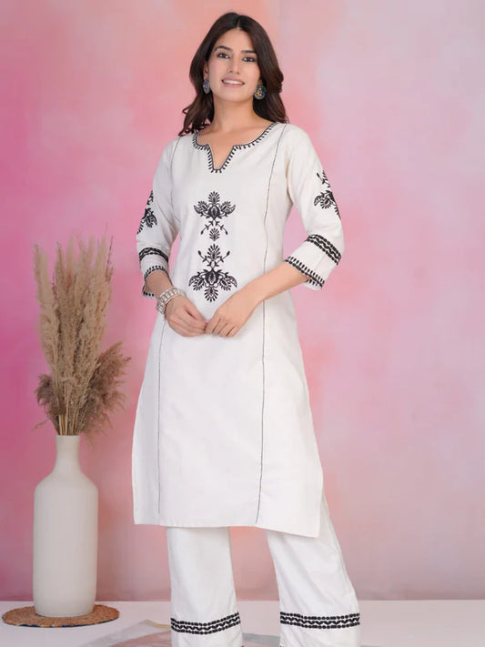 NOOR-E-NAZAAKAT WHITE & BLACK EMBROIDERED CO-ORD SET
